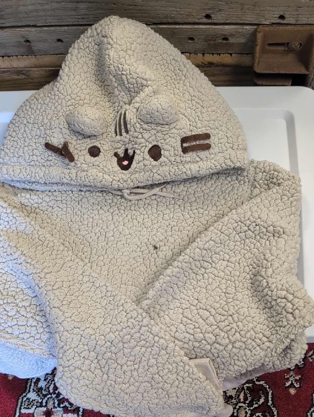 Pusheen Plush Sherpa Hoodie in Light Cream